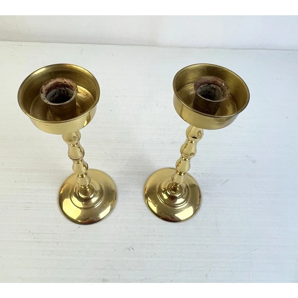 Brass Candlestick Holders Pair 8.5